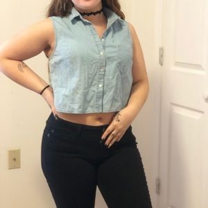 Button down Crop Top